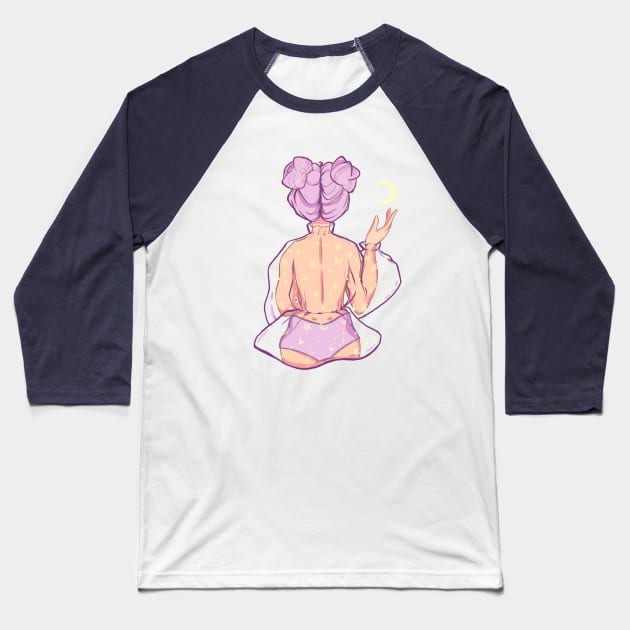 Purple Moon Girl Baseball T-Shirt by Four Seasons Fox
